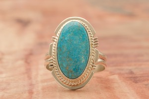 Native American Jewelry Genuine Kingman Turquoise Sterling Silver Ring